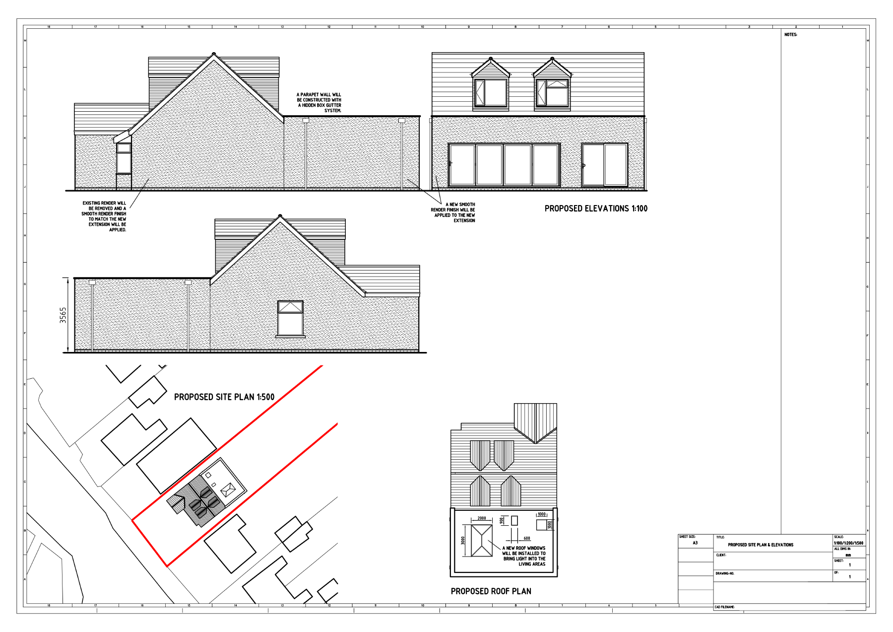 Proposed site plan and elevations