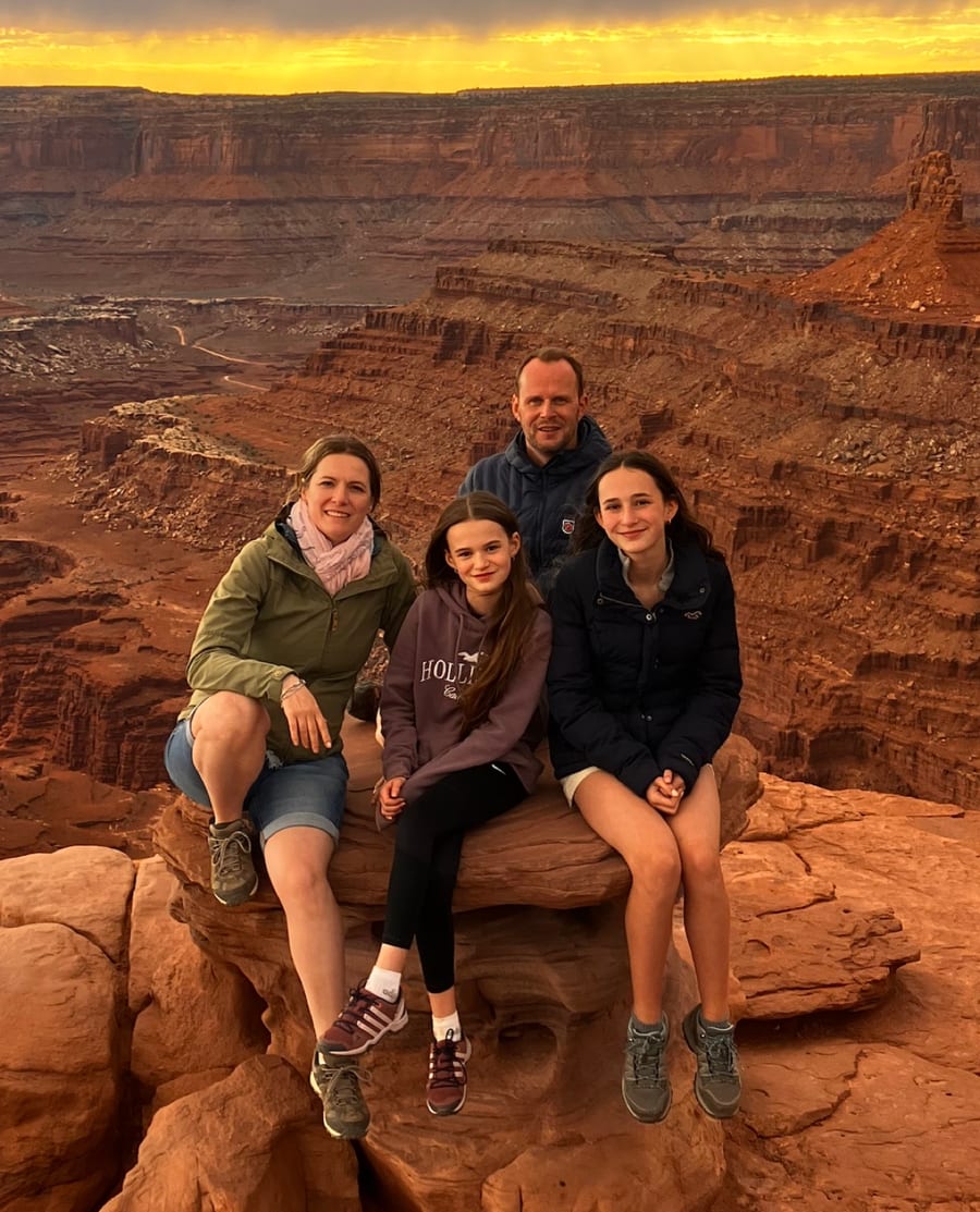 Richard with his wife and two daughters overlooking the Colorado River at Dead Horse Point State Park in Utah